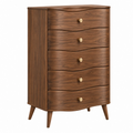 Cassettiera 80 x 45 x 120 cm in legno marrone con 5 cassetti stile moderno