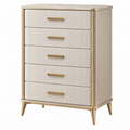 Cassettiera 80 x 42 x 120 cm in legno beige con 5 cassetti stile moderno