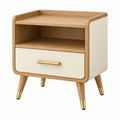 Comodino 50 x 40 x 60 cm in legno naturale e beige con cassetto stile moderno