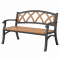 Panca da giardino 122 x 61 x 89 cm in metallo e legno nero/marrone stile classico