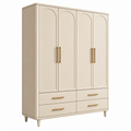 Armadio guardaroba 160 x 55 x 200 cm in legno ingegnerizzato beige con 4 ante e 4 cassetti stile moderno