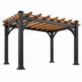Pergola da giardino 400 x 300 x 250 cm in legno nero/marrone - struttura ombreggiante classica