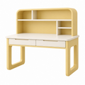 Scrivania per bambini 100 x 55 x 120 cm in legno giallo e bianco con ripiani e cassetti