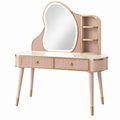 Toeletta 120 x 45 x 140 cm rosa e oro con specchio cassetti e ripiani