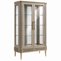 Vetrina 100 x 45 x 180 cm in vetro e legno beige con finiture dorate - mobile espositivo moderno