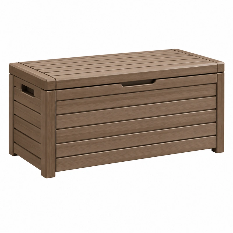 Cassapanca da giardino 120 x 60 x 63 cm in plastica marrone con coperchio