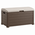Cassapanca da esterno 120 x 56 x 63 cm in plastica marrone e tortora effetto legno con coperchio