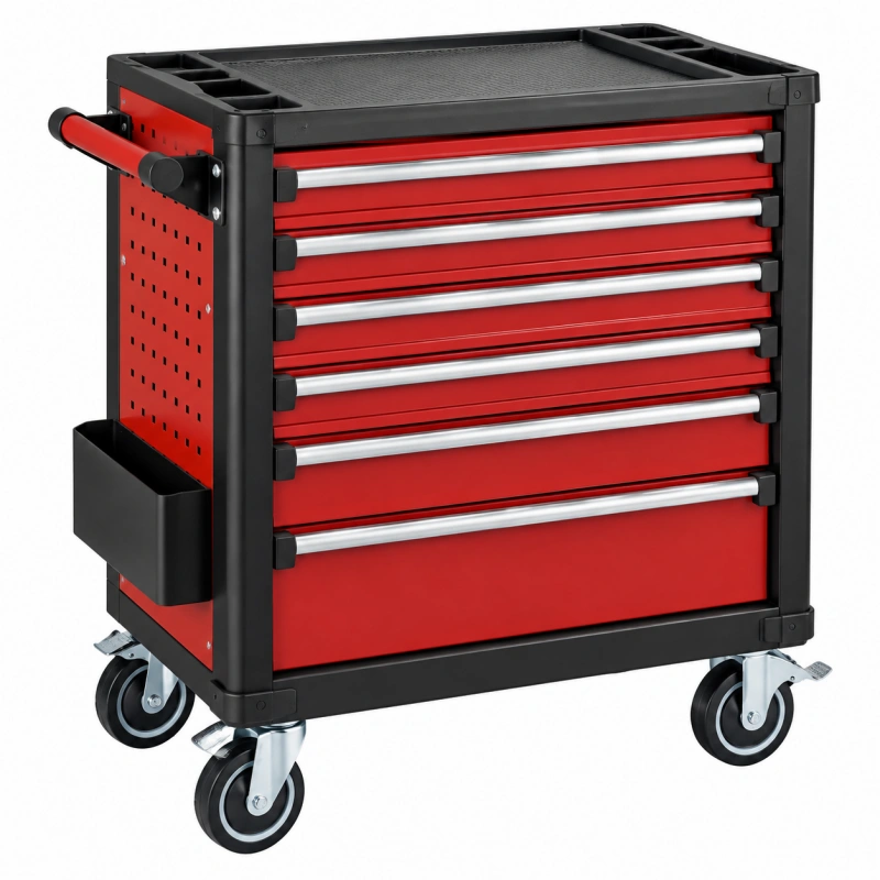 Carrello portautensili 78 x 46 x 97 cm in acciaio rosso e nero con 7 cassetti mobile per officina