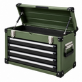 Cassettiera portautensili 60 x 30 x 35 cm in acciaio verde con 4 cassetti e coperchio sollevabile