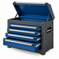 Cassettiera portautensili 75 x 46 x 96 cm in acciaio blu e grigio con 4 cassetti e piano apribile
